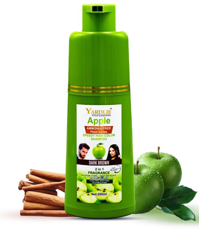 Yardlie Apple Hair Color Shampoo – 2-in-1 Color & Cleanse Formula (400ml Dark Brown )