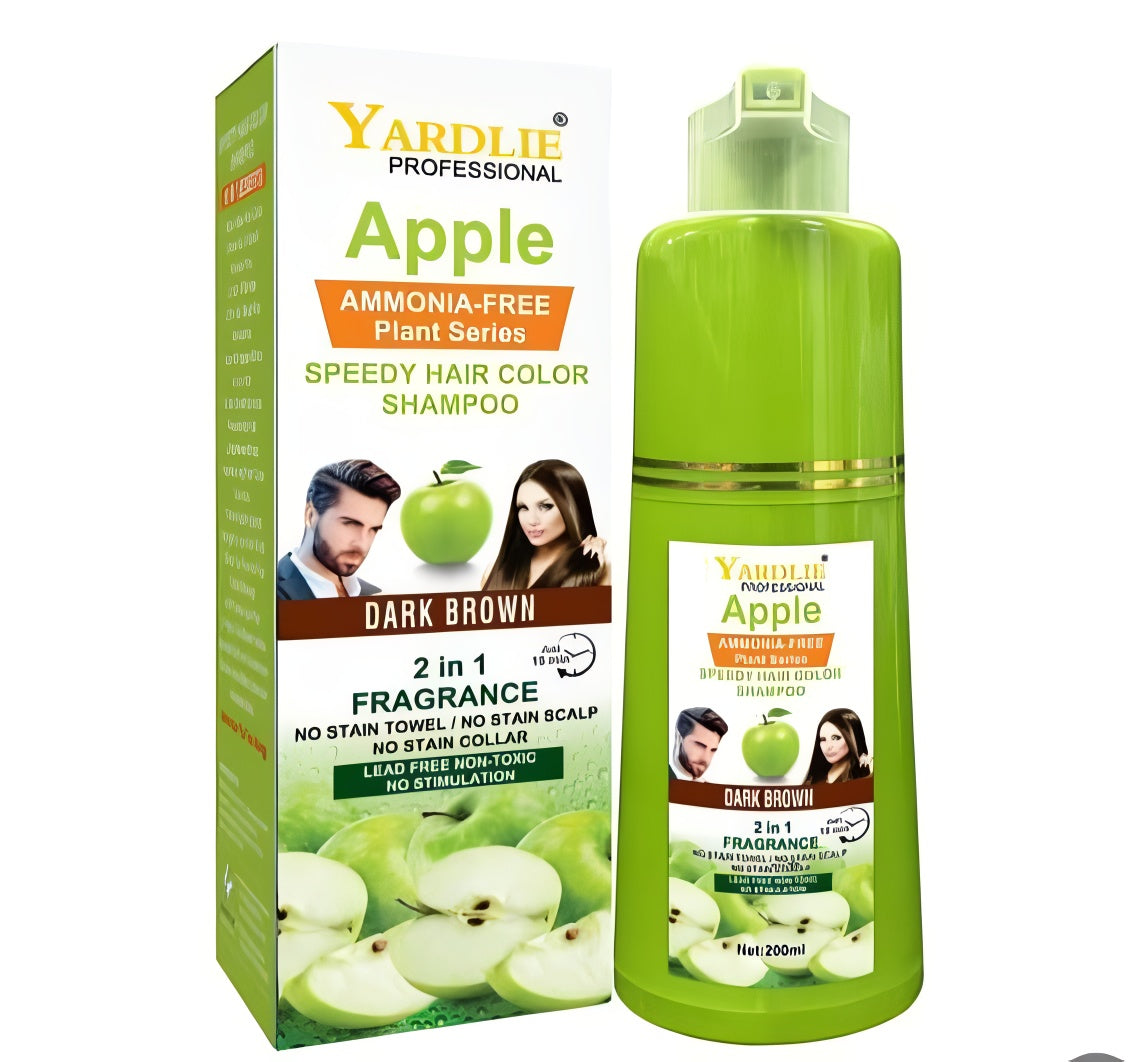 Yardlie Apple Hair Color Shampoo – 2-in-1 Color & Cleanse Formula (400ml Dark Brown )